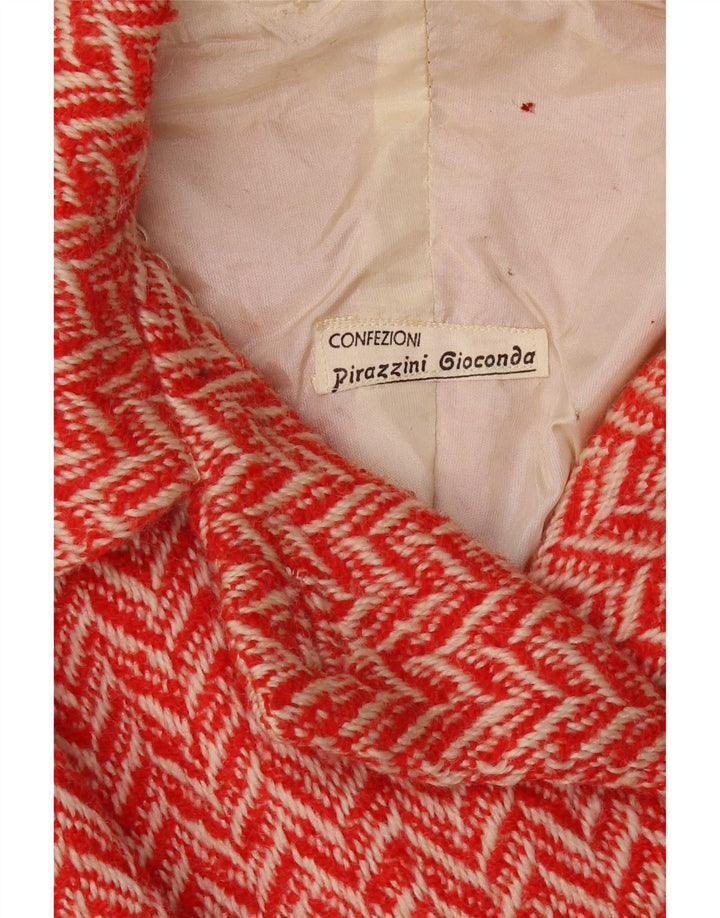 Vintage mujer cosecha doble pecho Blazer chaqueta Reino Unido 12 medio rojo Chevron