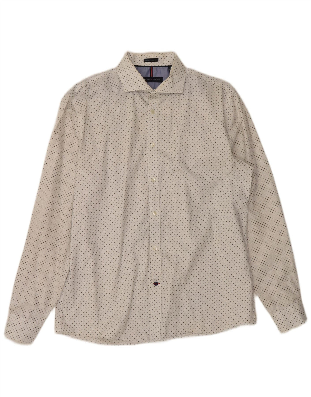 Tommy Hilfiger Camisa Slim Fit para Hombre Talla 16 Grande Blanco Manchado