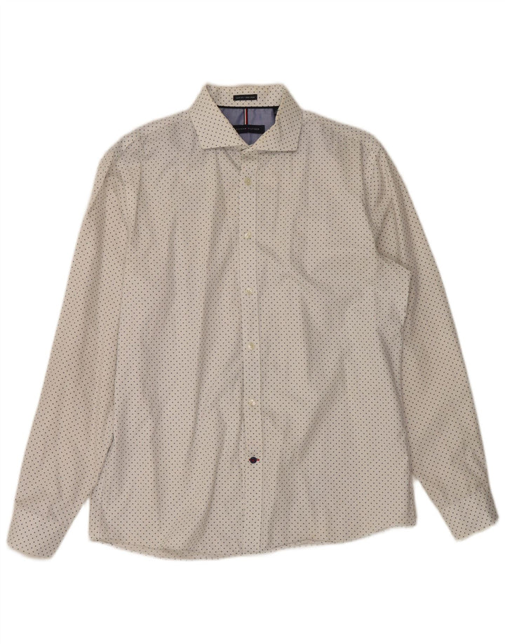 Tommy Hilfiger Camisa Slim Fit para Hombre Talla 16 Grande Blanco Manchado