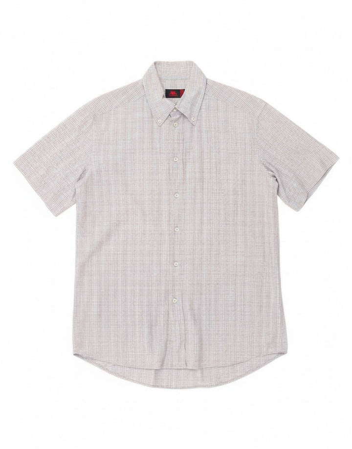 KAPPA Mens Short Sleeve Shirt Medium Blue Check Cotton