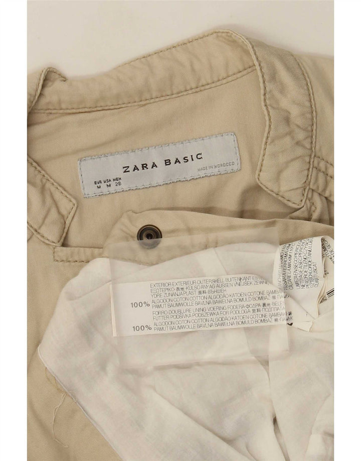 Zara Mujer Chaqueta Bomber UK 12 Algodón Beige Medio