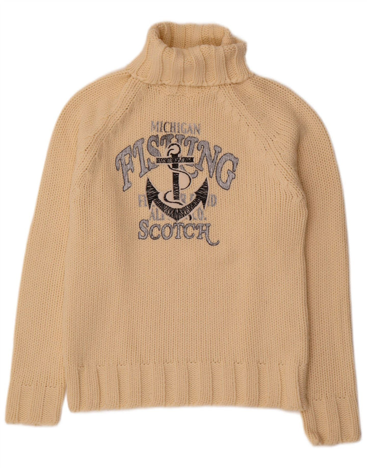 Scotch & Soda Jersey con cuello vuelto y gráfico para mujer, talla 44, color beige medio