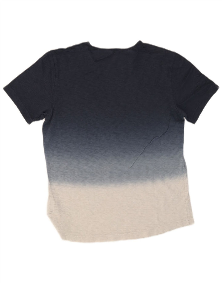 BENETTON Camiseta Hombre Top Medium Azul Marino Colorblock Algodón