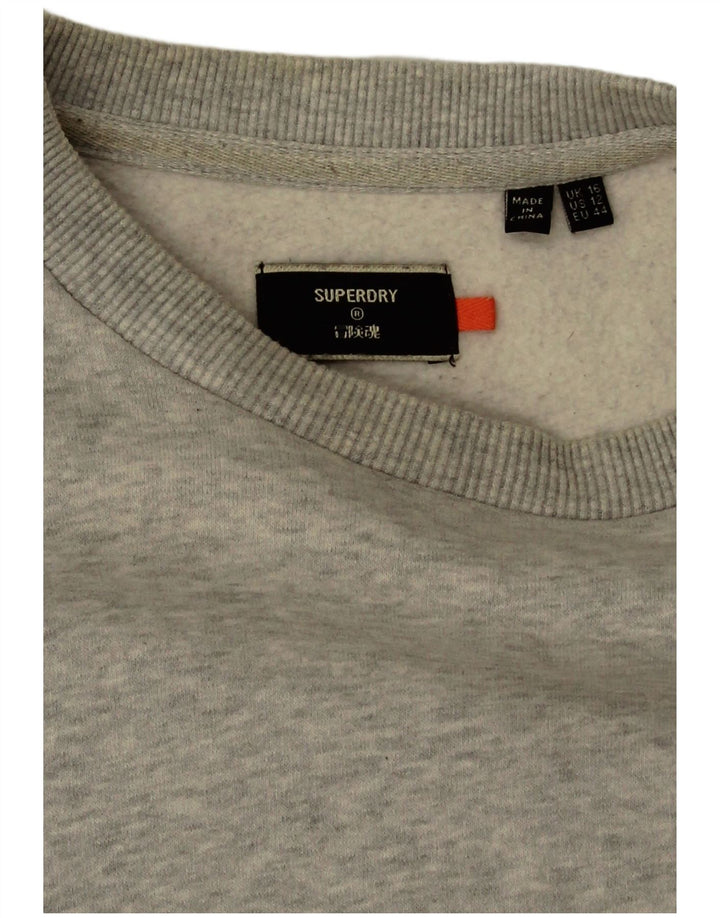 Superdry Sudadera extragrande para mujer, jersey, Reino Unido 46, algodón gris grande