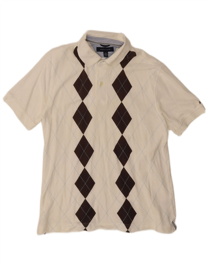 Tommy Hilfiger Polo para hombre de algodón mediano blanco Argyle/Diamond
