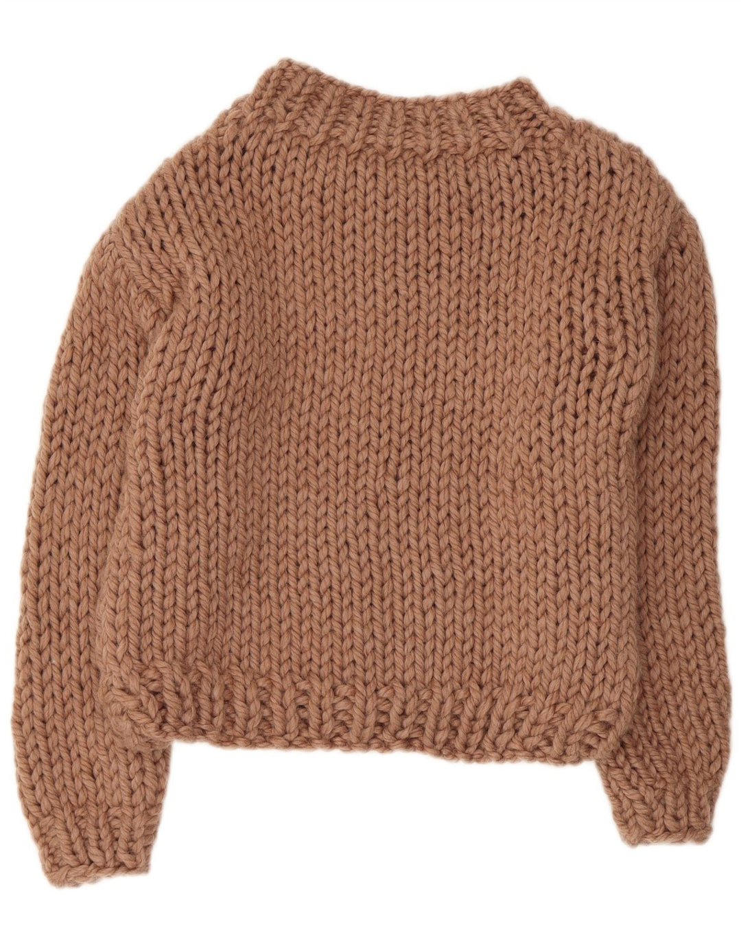 Vintage mujer crop tortuga cuello jumper suéter Reino Unido 14 Medio Beige