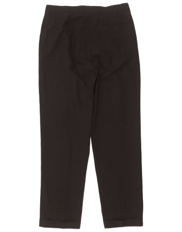 Marks & Spencer Pantalón de traje con pinzas para hombre W34 L33 Poliéster negro