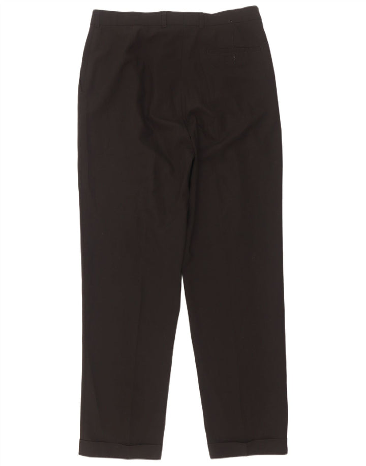 Marks & Spencer Pantalón de traje con pinzas para hombre W34 L33 Poliéster negro
