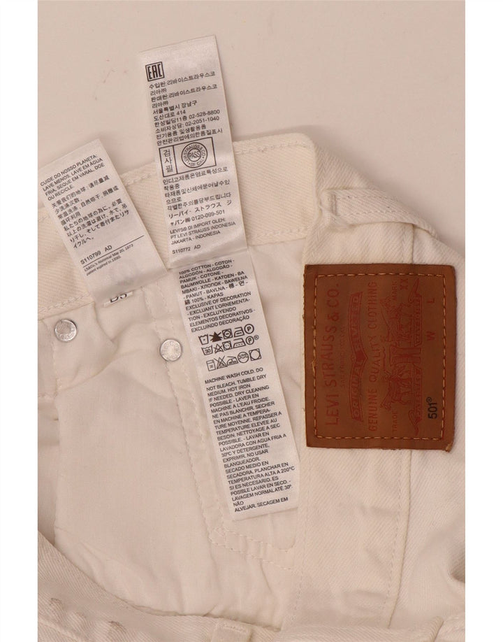 Levi's Mujer 501 Vaqueros Rectos W29 L28 Algodón Blanco