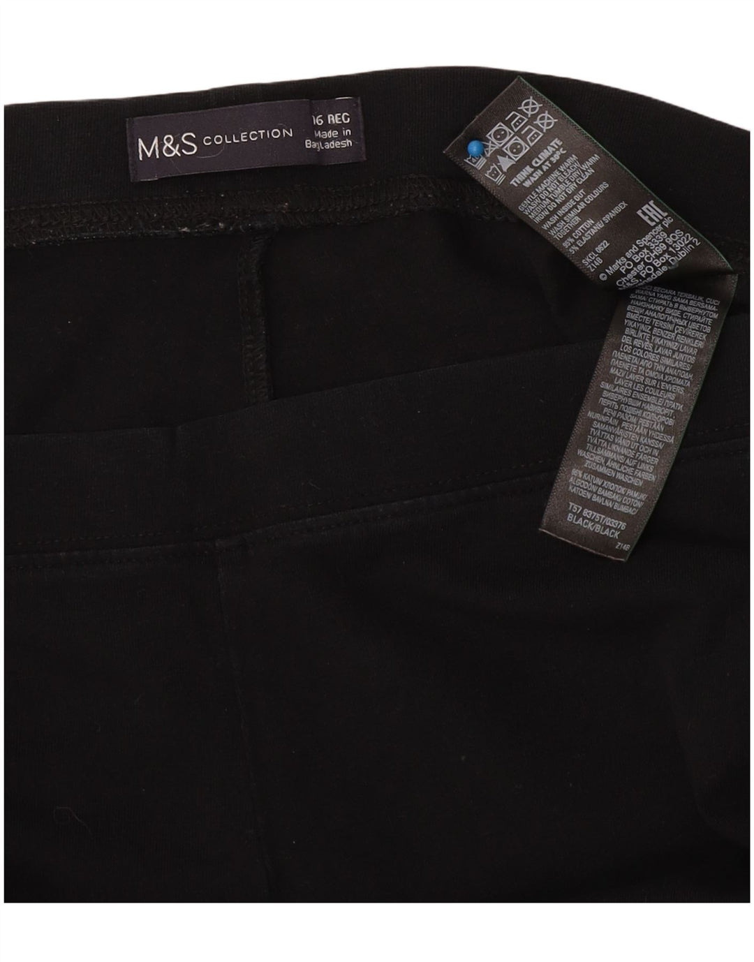 Marks & Spencer Leggings para mujer Reino Unido 46 Grande Algodón negro