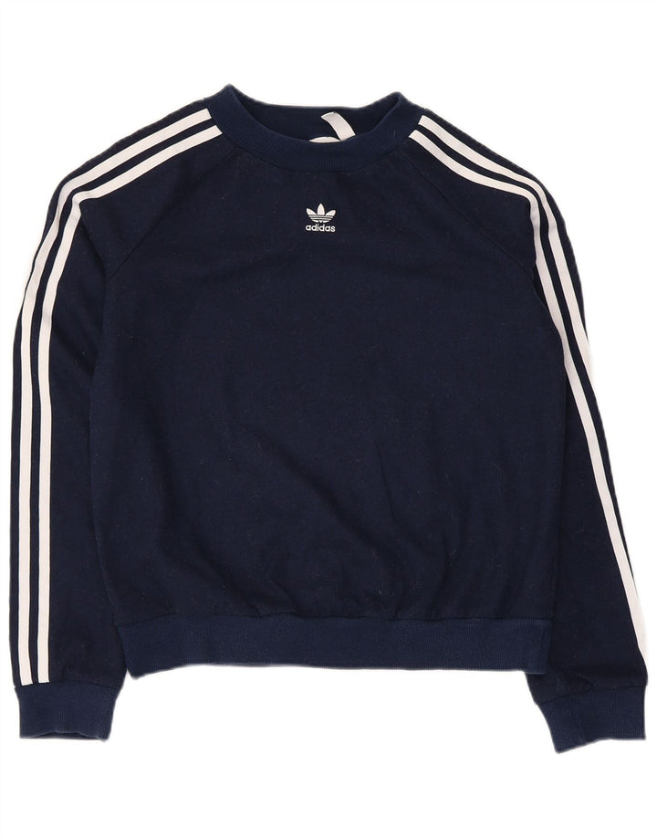 Adidas Mens Crop Sudadera Jumper UK 8 Pequeño Azul Marino Poliéster