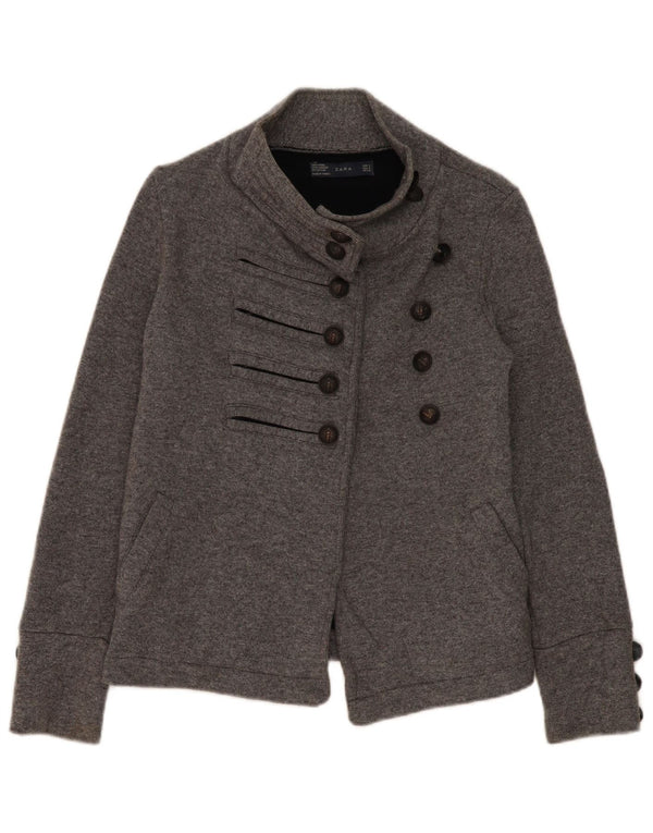 Chaqueta americana de doble cruzamento para mujer Zara UK 10 ¡Lana gris pequeña%