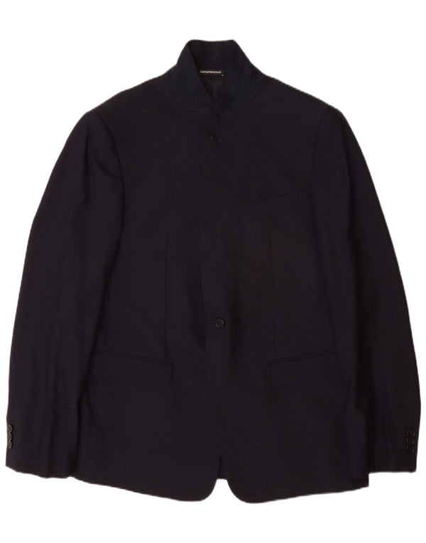 Emporio Armani Chaqueta tipo blazer de 2 botones para hombre EU 56 2XL Lana virgen azul marino