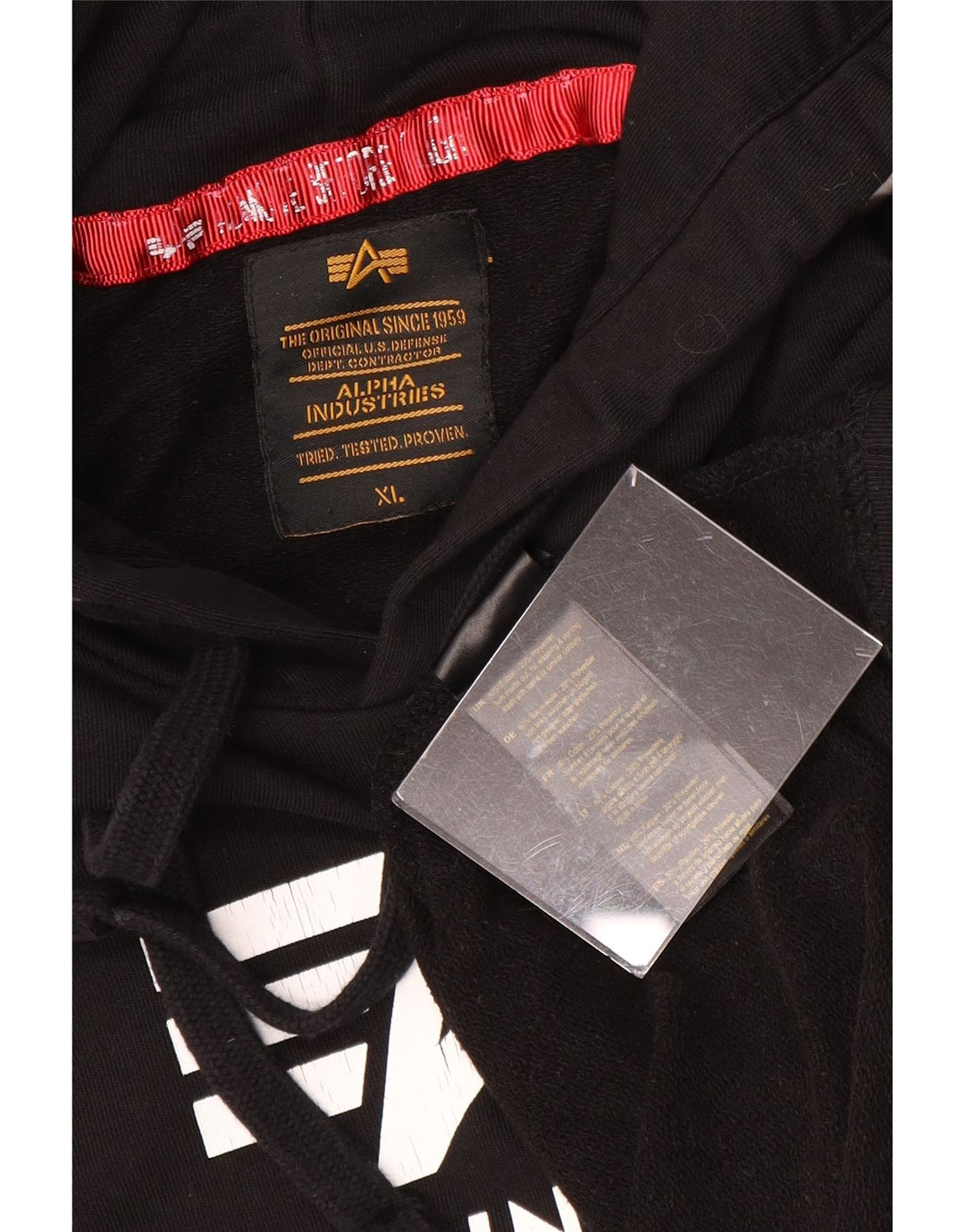 ALPHA INDUSTRIES Jersey con capucha de manga corta con gráfico para hombre XL Algodón negro