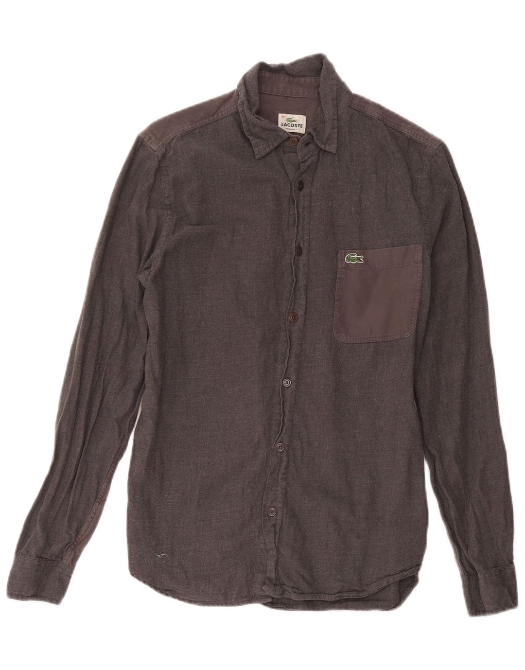 Camisa Lacoste Hombre Talla 38 Pequeña Algodón Gris