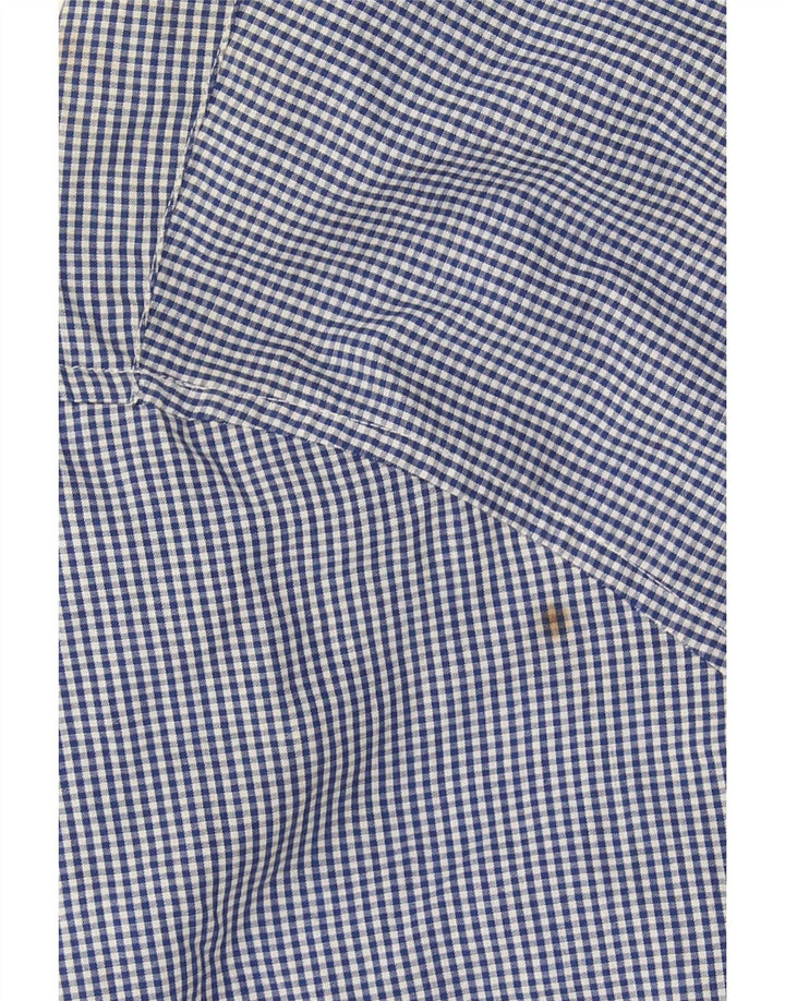 Pierre Cardin Camisa de manga corta para hombre Poliéster a cuadros azul grande
