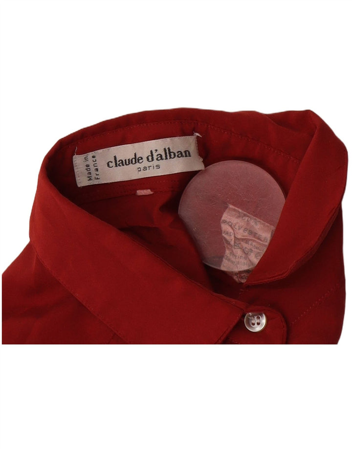 Vintage mujer camisa blusa Reino Unido 14 poliéster borgoña grande