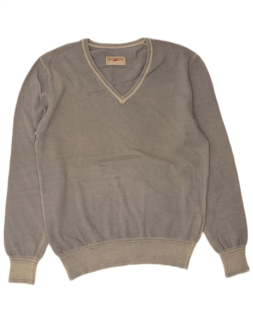 Playlife Jersey con cuello en V para hombre de lana gris grande