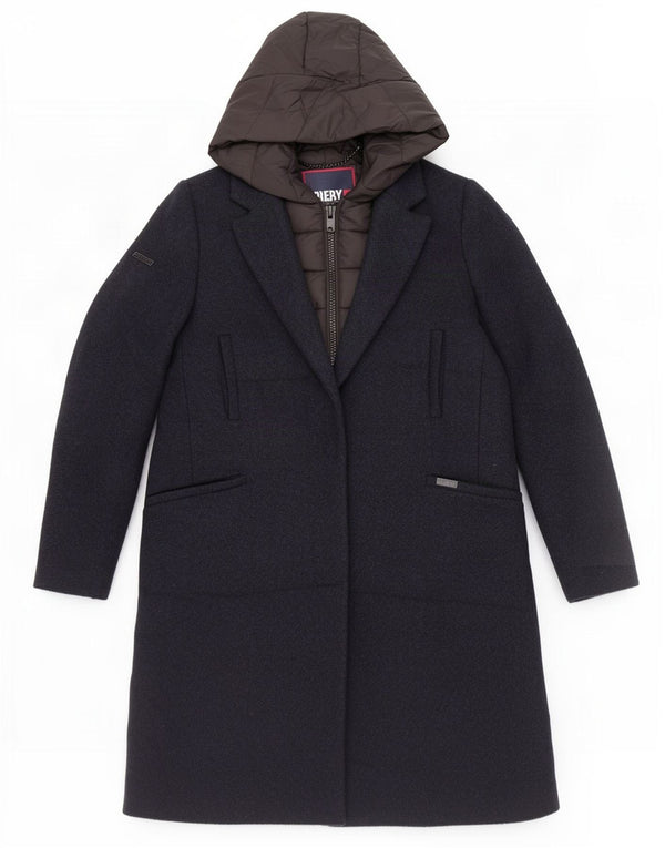 Superdry Abrigo acolchado con capucha para mujer UK 40 Small Poliéster azul marino