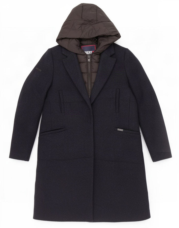 Superdry Abrigo acolchado con capucha para mujer UK 40 Small Poliéster azul marino