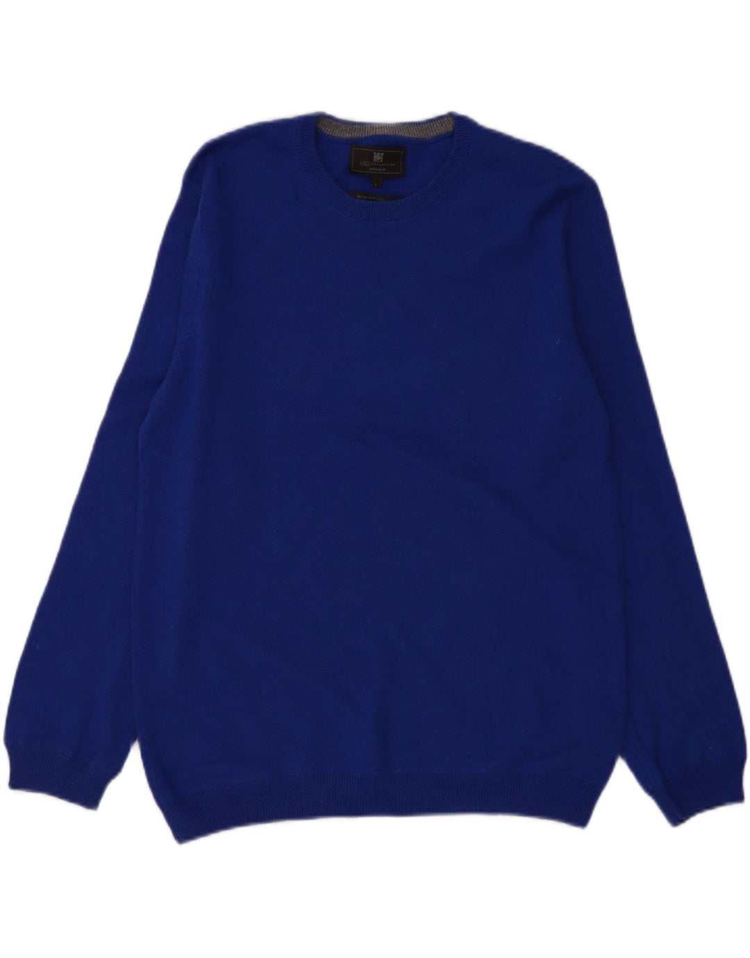 Marks & Spencer Jersey de cuello redondo para hombre de lana azul grande