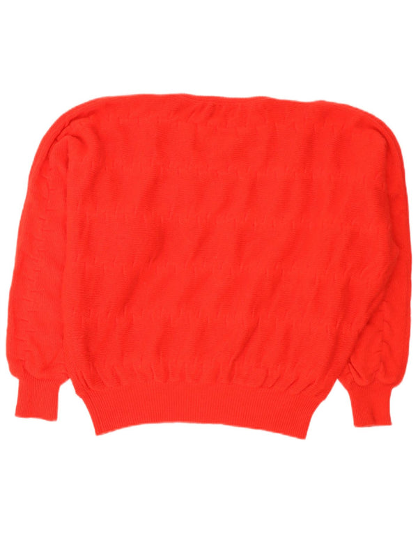 Benetton Jersey Mujer Cuello Barco IT 48 XL Lana Rayas Rojas