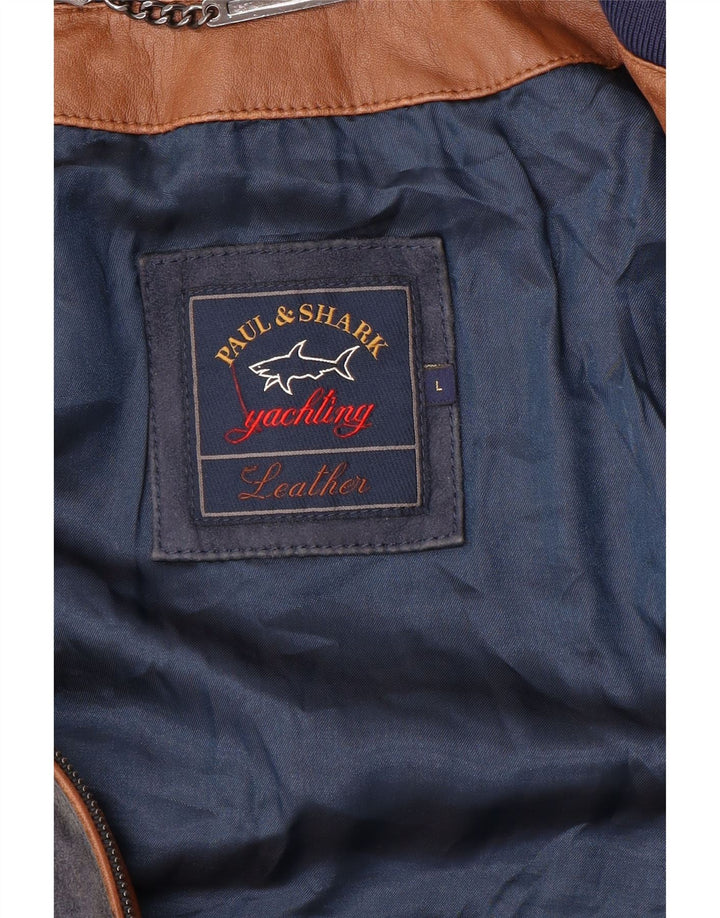 Paul & Shark Chaqueta bomber de ante para hombre UK 40 Large Cuero azul marino