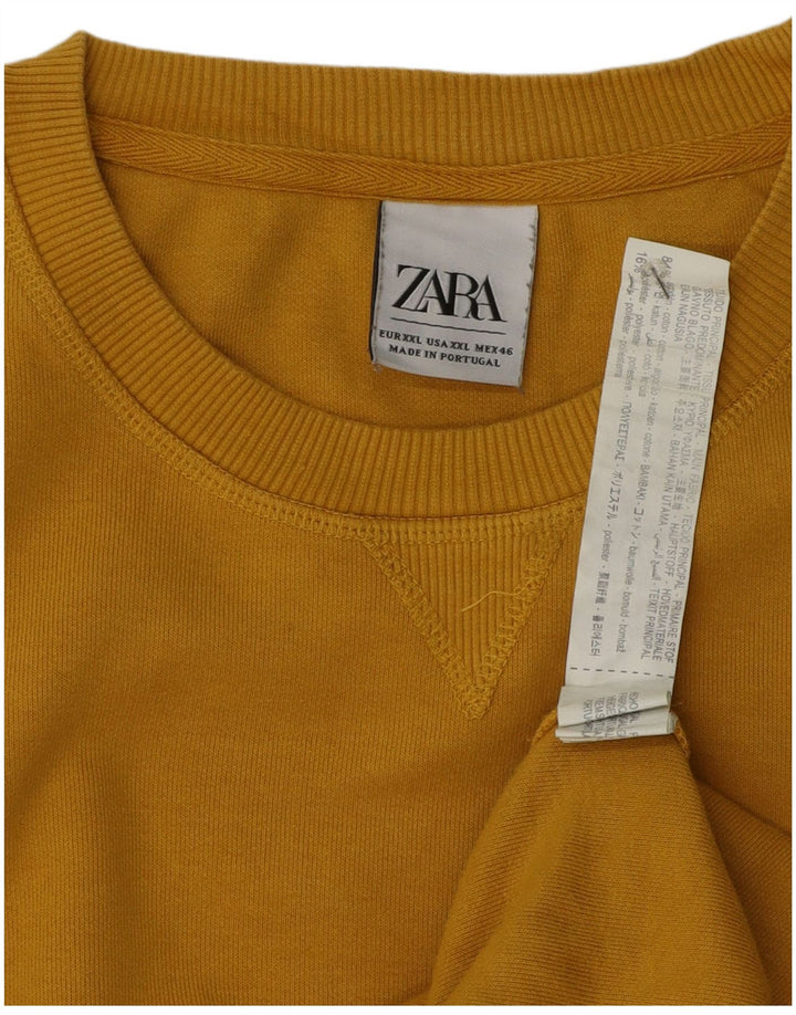 Zara Hombre Sudadera Jumper 2XL Algodón Amarillo