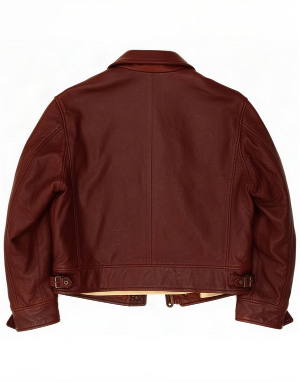 Chaqueta de cuero vintage para hombre IT 54 2XL Marrón