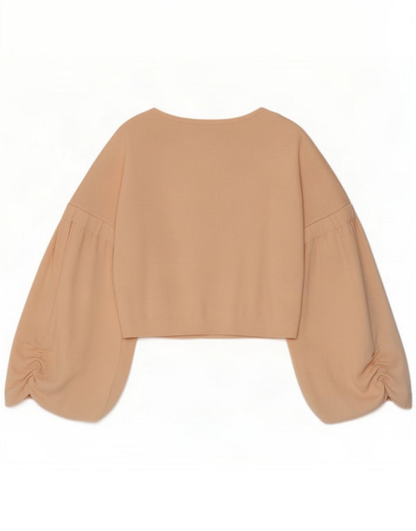 Zara Blusa corta de manga larga para mujer UK 40 Small Pink