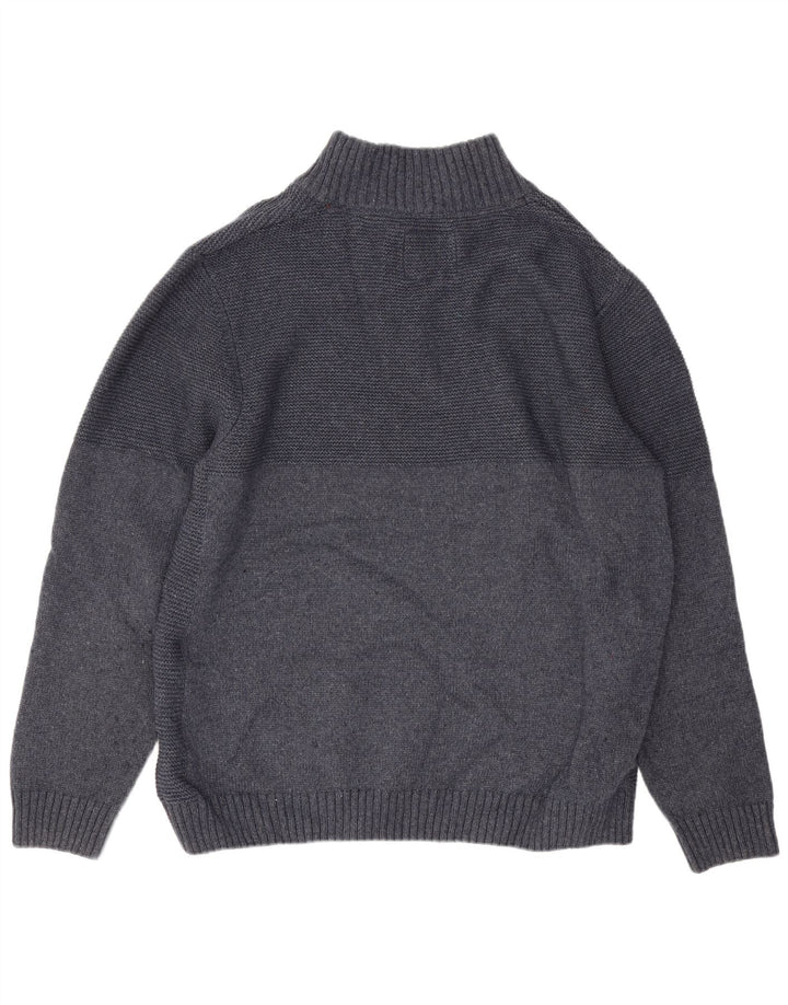 Weird Fish Suéter tipo jersey con cuello y cremallera para hombre 2XL Poliéster azul marino