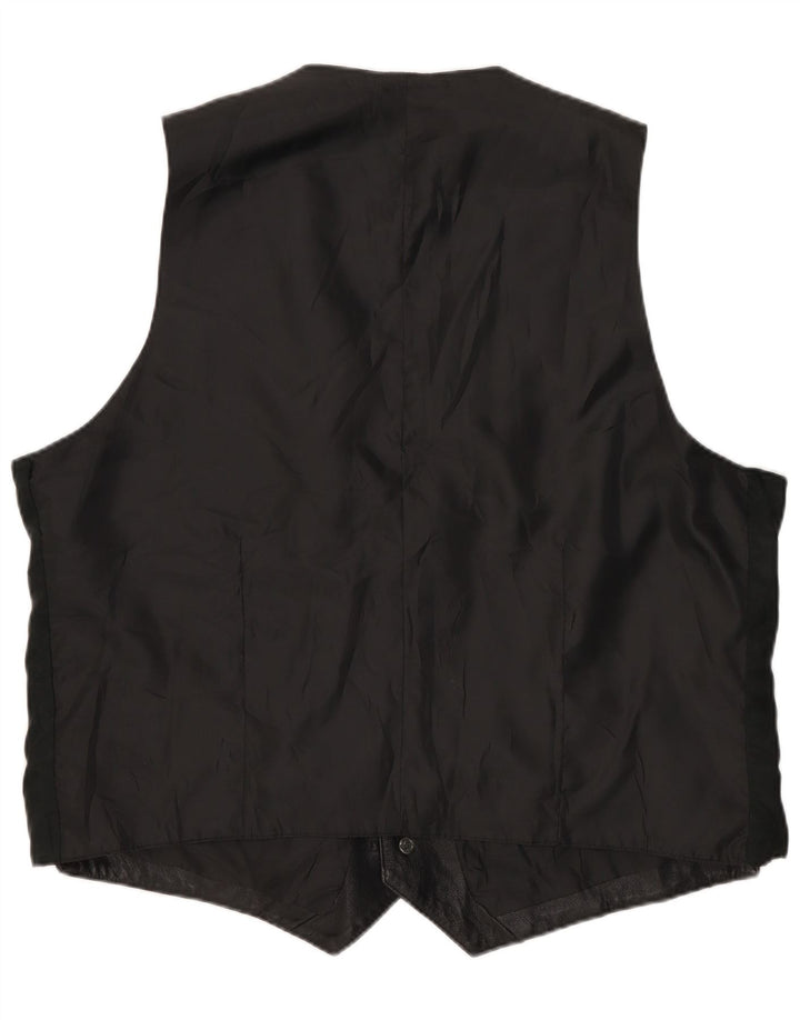 Chaleco de cuero vintage para hombre medio negro