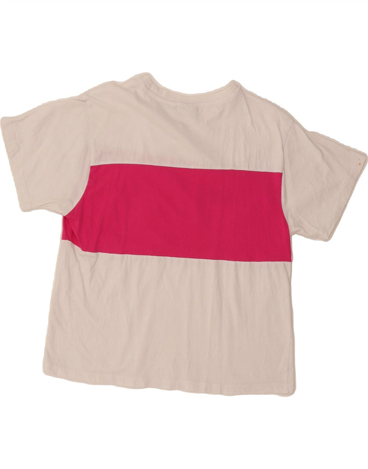 FILA Womens Graphic T-Shirt Top UK 14 Medium White Colourblock Vintage Fila and Second-Hand Fila from Messina Hembry 