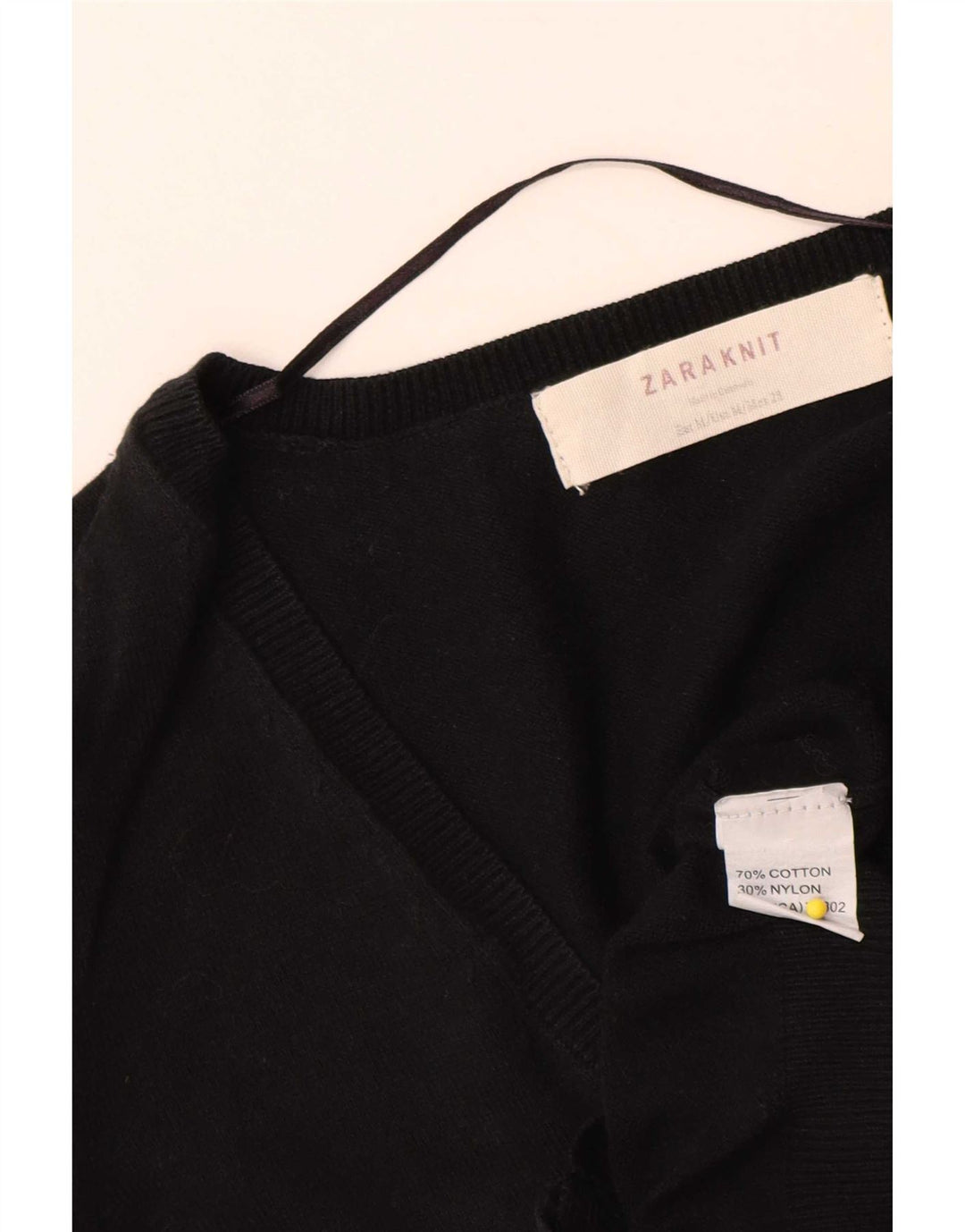 Zara Mujer Cárdigan Suéter UK 12 Mediano Negro Algodón