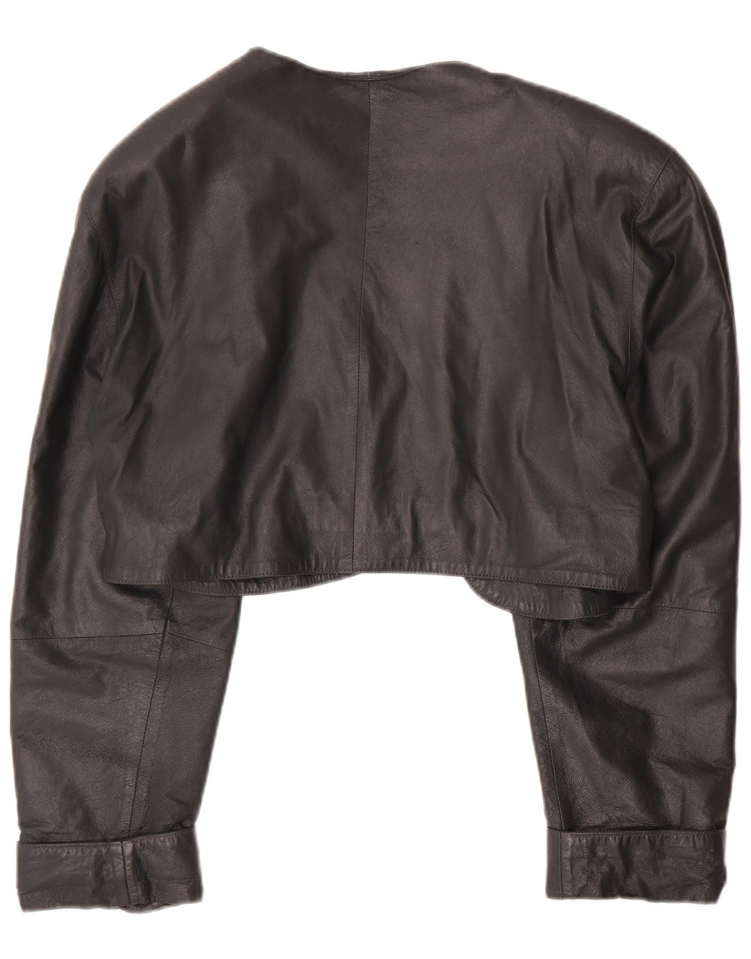 VINTAGE Chaqueta Bolero de Cuero Mujer Reino Unido 14 Verde Medio