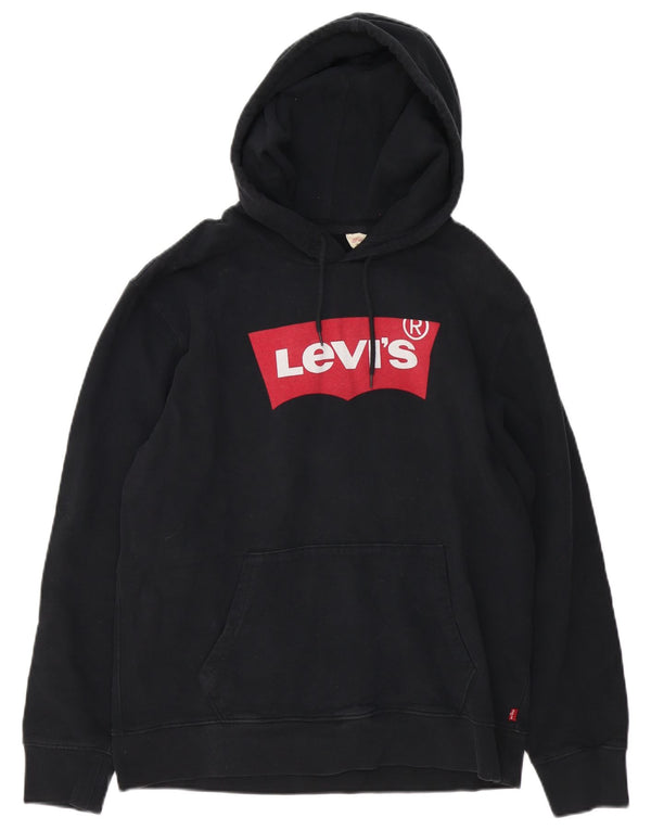 Levi's Hombre Sudadera Con Capucha Gráfica Jersey De Algodón Negro Mediano