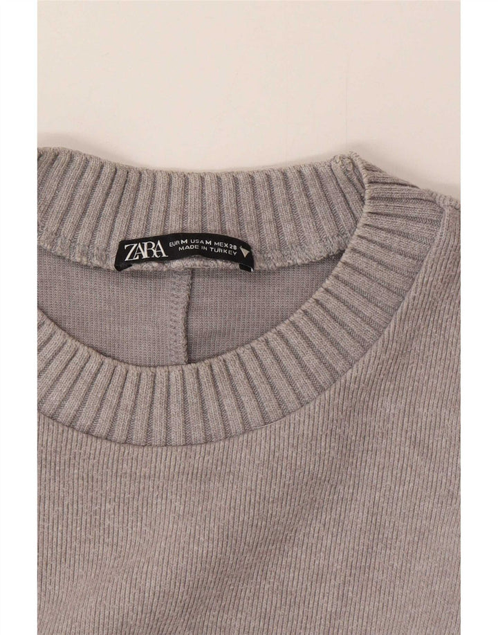 Zara Mujer Blusa Suelta Top UK 44 Gris Medio