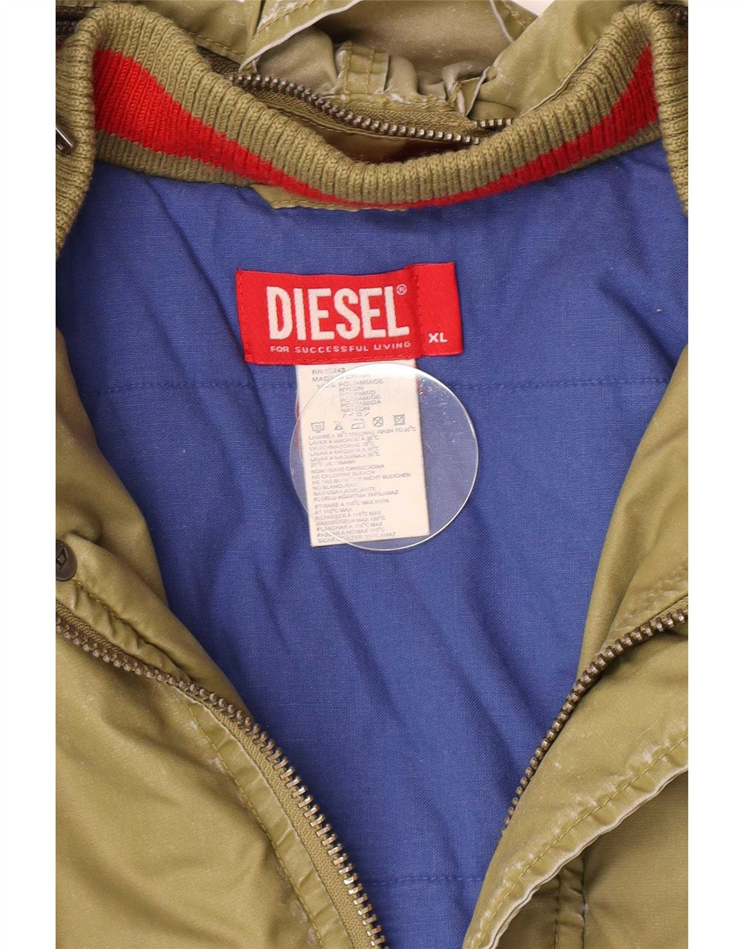 Diesel Chaqueta bomber con capucha y gráfico para niños 13-14 años XL Poliamida caqui