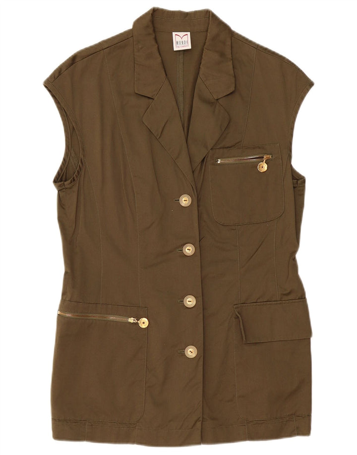 MONDI Chaqueta tipo blazer sin mangas con 4 botones para mujer EU 38 Algodón caqui medio