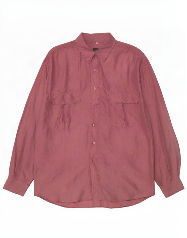 Camisa vintage para hombre de seda burdeos mediana