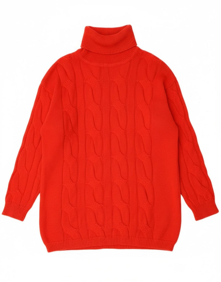Vintage mujer rollo cuello jersey suéter Reino Unido 16 rojo grande