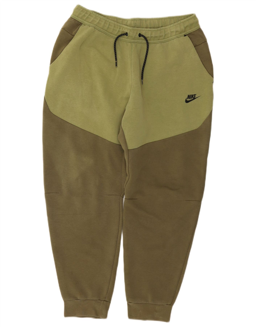 NIKE Hombre Pantalones de Chándal Joggers Large Caqui Colorblock Algodón