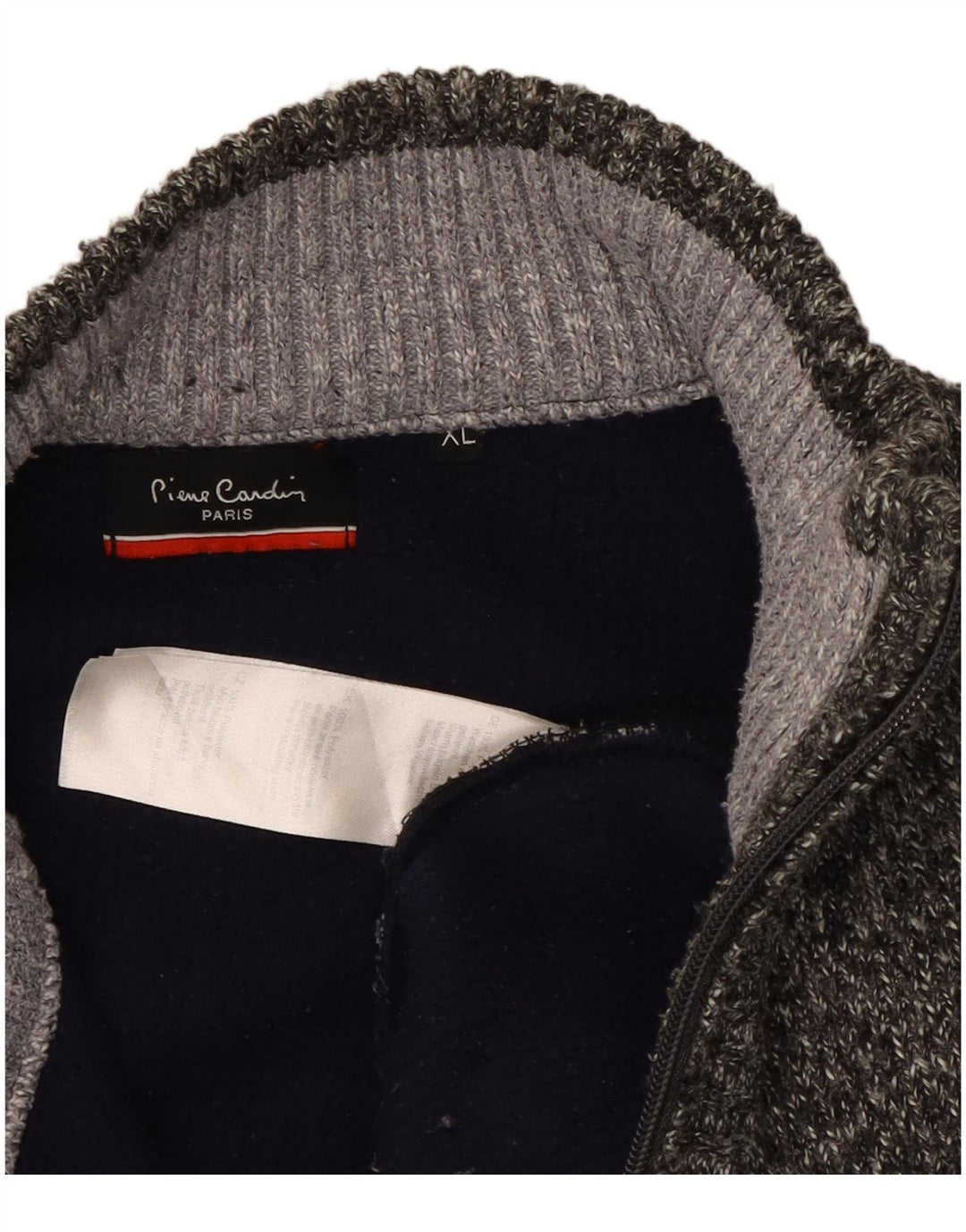 Pierre Cardin Jersey con cuello y cremallera para hombre XL Poliéster a rayas grises