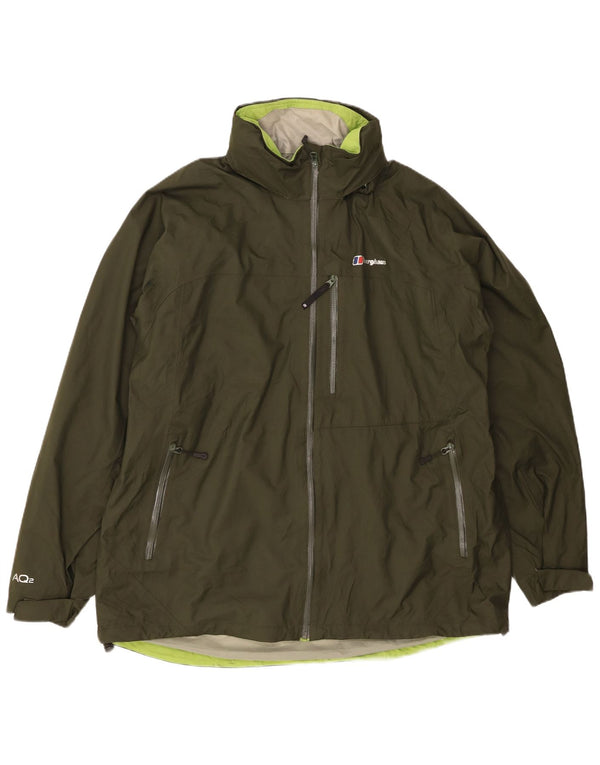 BERGHAUS Chaqueta impermeable con capucha para hombre UK 44 2XL Caqui Nylon