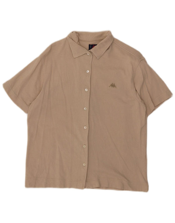 Kappa Camisa de manga corta para mujer UK 44 Large Beige Cotton