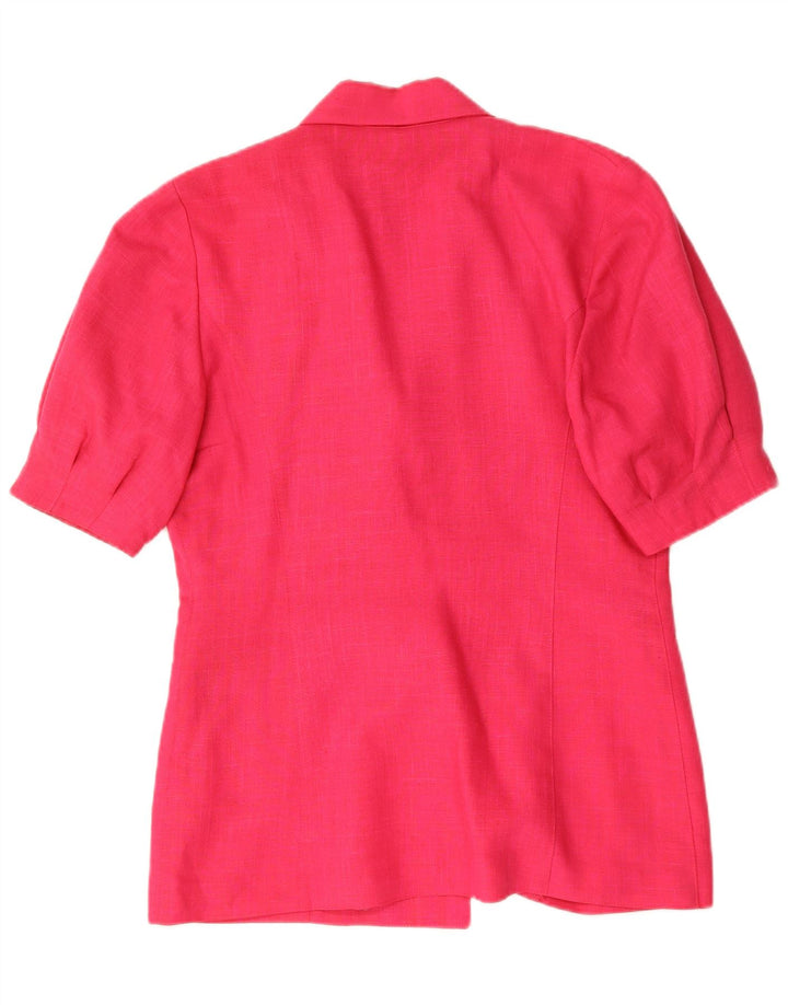 VINTAGE Womens Short Sleeve Double Breasted Blazer Jacket UK 16 Large Pink