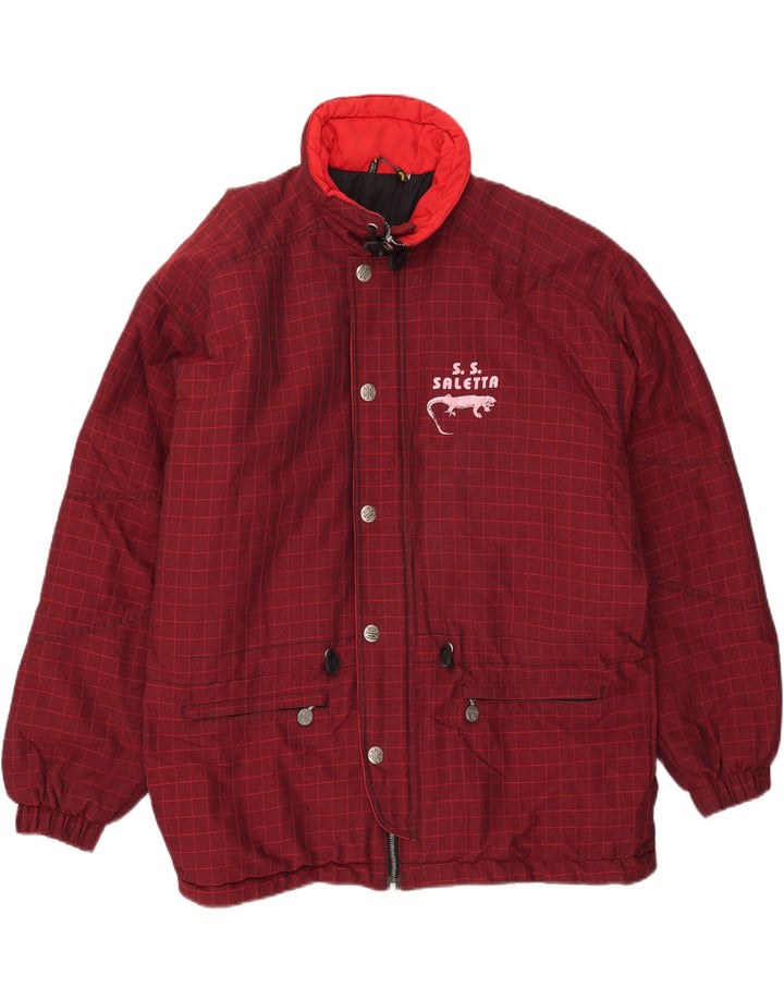 Chaqueta de esquí vintage para hombre IT 52 XL Poliamida a cuadros burdeos