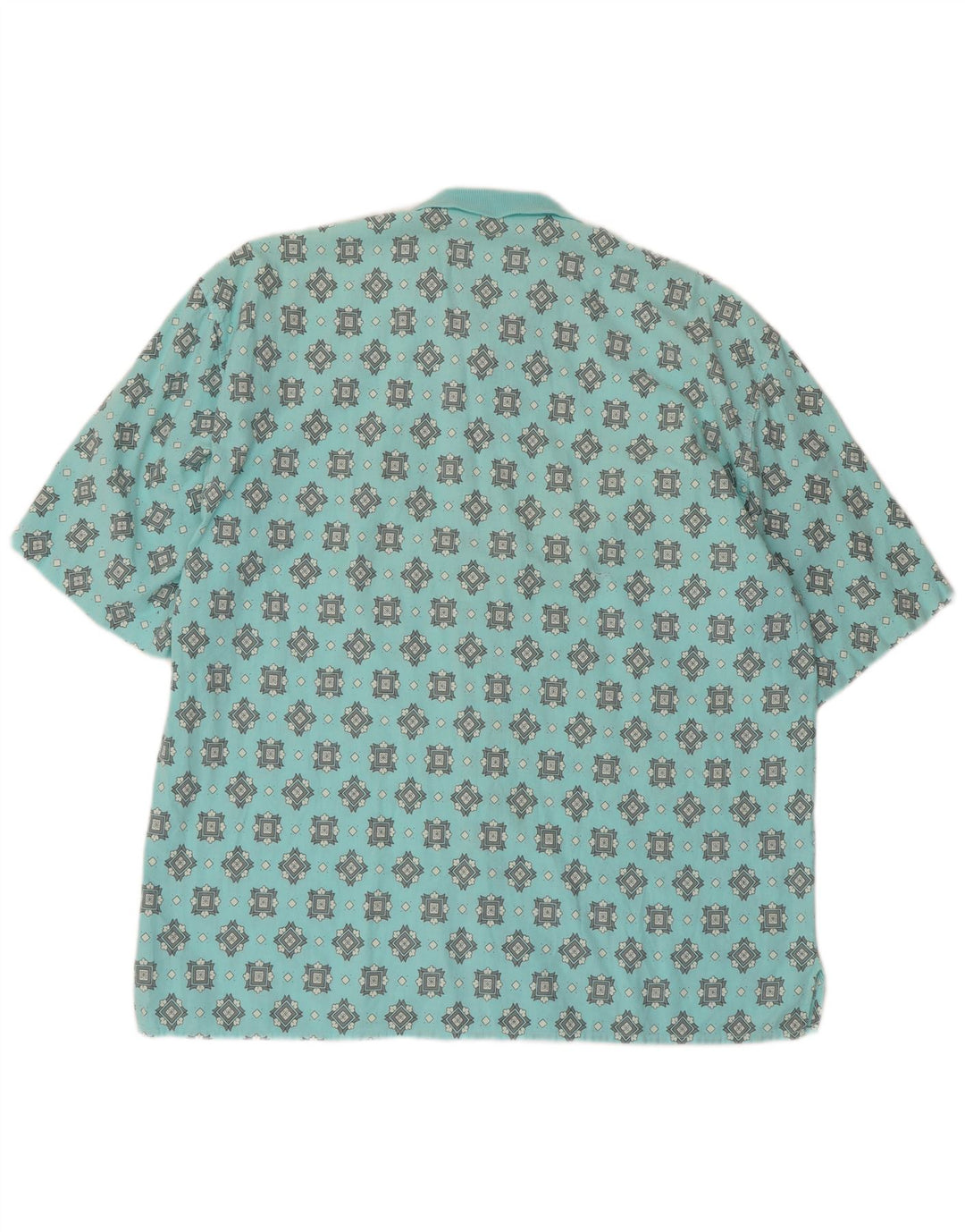 Vintage hombres camisa de manga corta grande turquesa geométrico