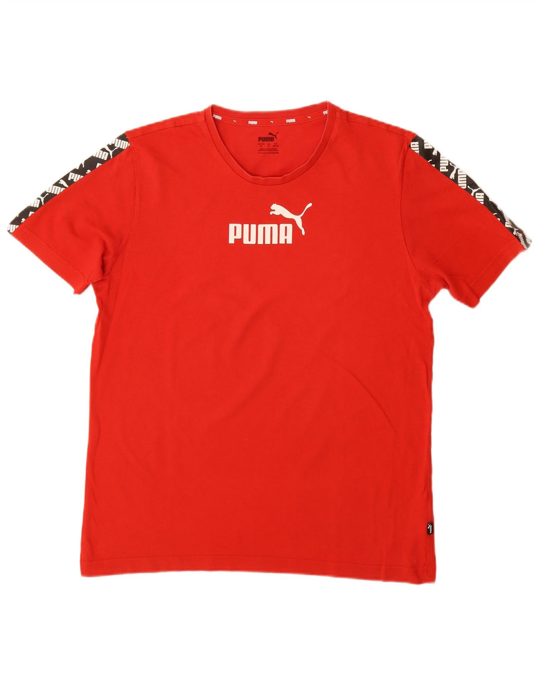 PUMA Camiseta gráfica para hombre Top Medium Red Colourblock Cotton