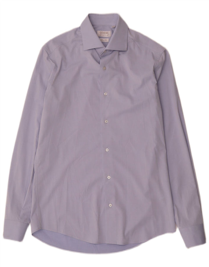 Camisa Coveri Hombre Slim Fit Talla 38 15 Microfibras Azul Medio
